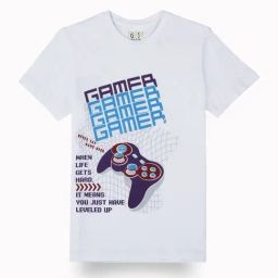 Gini & Jony Boys White Cotton Graphic T-Shirt-image-80