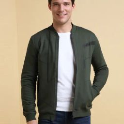 Allen Solly Green Cotton Regular Fit Self Pattern Sweatshirt-picture-21