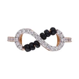 C. Krishniah Chetty Group Gold & Diamond Infinity Black Bead Ring-image-80