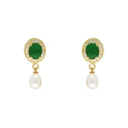 Sri Jagdamba Pearls Soulmates Green & Pearl White Necklace and Earring Set image 4