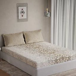DDECOR Live beautiful Brown Cotton Ethnic 144 TC Double Flat Bedsheet with 2 Pillow Covers-image-74