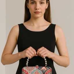 Esbeda Multicolor Elegant Bloom Printed Medium Clutch-picture-3