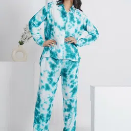 TULSILICIOUS Tie & Dye Printed Pure Cotton Shirt With Trouser Co-Ords-picture-46