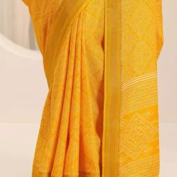 Libas Yellow Bandhani Print Saree with Unstitched Blouse image 5