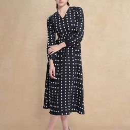 RAREISM Black Cotton Blend Printed Long Sleeves Dress-image-47
