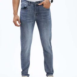 SHOWOFF Blue Denim Slim fit Solid Jeans-image-77
