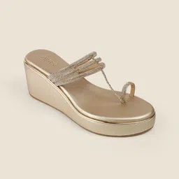 Metro Women Embellished Open Toe Wedge Heel Sandals-picture-34