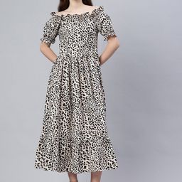 Swishchick Animal Print Off-Shoulder Fit & Flare Maxi Dress-image-87