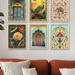 Kotart Brown & Green 6 and more Piece Wood Abstract Wall Paintings-10