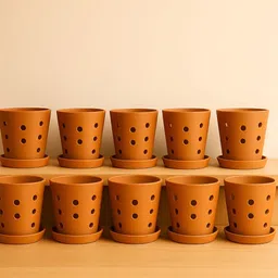 The handicraftian Orange 10 Pieces Cone Orchid Terracotta Small Planters-picture-12