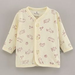 Child World Cotton Full Sleeves Vehicle Printed Vest - Yellow-image-21