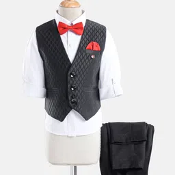 Robo Fry Full Sleeves Solid Party Suit With Bow- Black-image-58