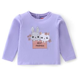Babyhug Cotton Knit Full Sleeves Bunny Graphics T-Shirt - Violet-image-64