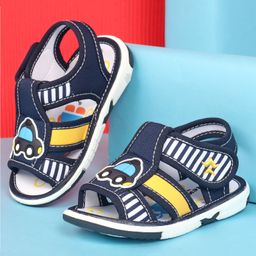 Cute Walk by Babyhug Sandals with Velcro Closure & Car Applique - Blue-picture-15