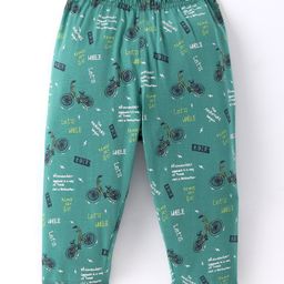 Doreme Single Jersey Knit Full Length Lounge Pant with Bike Print - Green-image-6