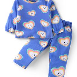 Babyhug Cotton Knit Full Sleeves Night Suit Set with Heart Print - Light Blue-image-64