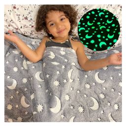 Famyo Kids Glow Blanket for Boys & Girls, 3-15 years Queen Size Blanket - Grey Moon & Star-13