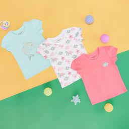 Pantaloons Baby Cotton Pack Of 3 Half Sleeves Sea Life Printed Tees - Multi Colour-picture-19
