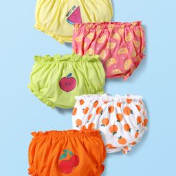 Doodle Poodle 100% Cotton Knit Bloomer with Tropical Print Pack of 5 - Pink Yellow & Green-image-68