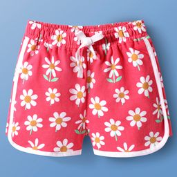 Pine Kids Looper Knit Mid Thigh Length Shorts with Floral Print - Dark Pink-image-16