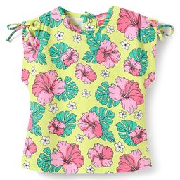 Babyhug Cotton Knit Half Sleeves Top with Floral Print - Yellow-image-42