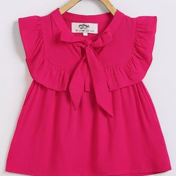 Chuppan Chupai Rayon Sleeveless Bow Tie Up Detailed Peplum Top - Fuchsia-image-81