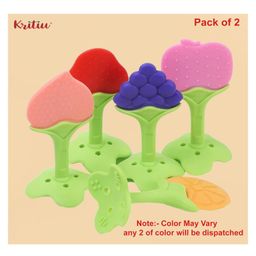KRITIU Kritiu Baby Teething Silicone BPA Free Natural Organic Freezer Safe Teethers for Newborn Infant, Soft & Textured - Babies Shower Gift (Pack of 2) Multicolor (Color and design may vary)-18