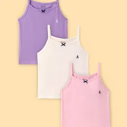 Pine Kids Cotton Lycra Knit Sleeveless Solid Color Slips Pack of 3( Color May Vary)-picture-25