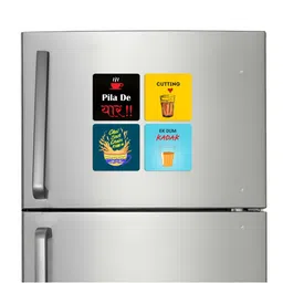 ARTBUG 4-Pcs Yellow & Black Printed Fridge Magnets-image-62