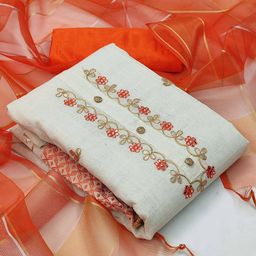 SAINOOR Embellished Semi-Stitched Dress Material-image-32