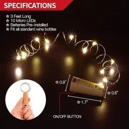 royal trandz Wine Bottle Cork Lights Copper Wire String 20 LED Lights 2M Battery Operated Table Lamp image 4