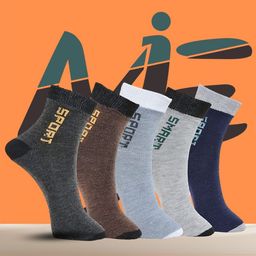 MJE Unisex Pack Of 5 Printed Anti-Odour Ankle-Length Socks-31