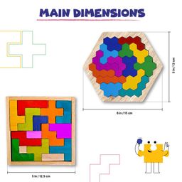 thepuzzl.co The Puzzl Co - Set of 2 Wooden Puzzles for Kids 4+ Years | Square & Hexagon | Challenging Puzzle for Brain Development | Educational Game for Focus and Memory | Unique Birthday Gift image 3