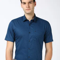 Peter England Men Spread Collar Micro Ditsy Printed Cotton Formal Shirt-picture-8