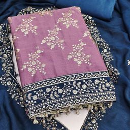 KALINI Embroidered Art Silk Unstitched Dress Material-image-86
