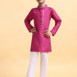 Mera Rang Boys Embroidered Thread Work Regular Kurta with Pyjamas-image-66