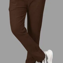 combraided Men Loose Fit Brown Corduroy Trousers-picture-6