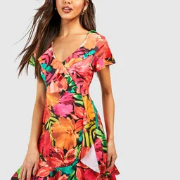 Boohoo Floral Print Ruffled Mini Dress-picture-10