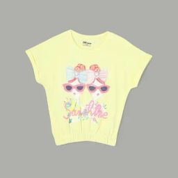 Fame Forever by Lifestyle Girls Yellow Cotton Printed T Shirt-image-12