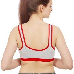 AROUSY Grey & Red Cotton Color-Block Bralette Bra image 2
