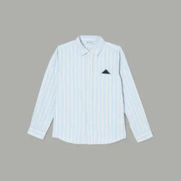 Fame Forever by Lifestyle Boys Blue Cotton Striped Shirt-image-76