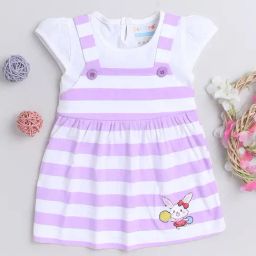 Bumzee Kids Lavender & White Striped Frock-image-51