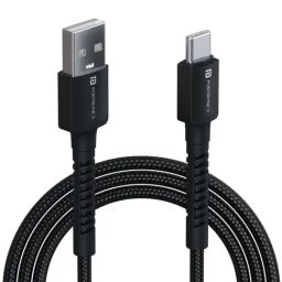 Portronics Konnect X USB to Type C Cable with 3A Output, Nylon Braided, 1m (Black)-image-1