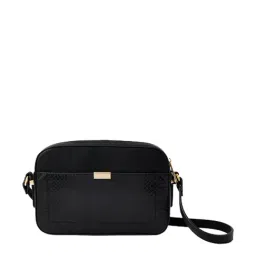 Accessorize London Piper Black Textured Small Sling Handbag-image-36