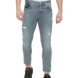 Spykar Grey Slim Fit Distressed Jeans-picture-6