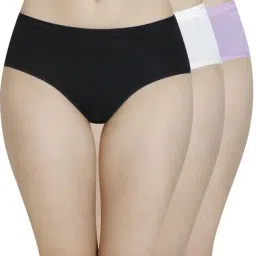 Amante Black & White Cotton Hipster Panties-image-96