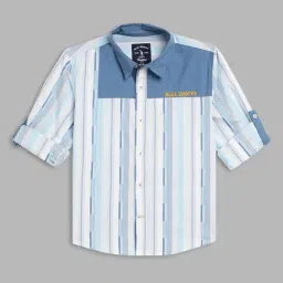Blue Giraffe Kids Blue Striped Shirt-image-71