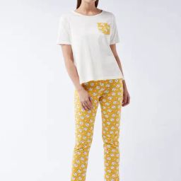 Miss Chase Yellow Cotton Printed Pyjamas-image-88
