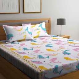 Klotthe Character based Multicolor 210 TC Cotton King Bedsheet with 2 Pillow Covers-image-86