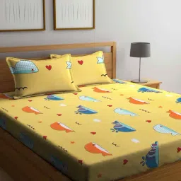 Klotthe Character based Multicolor 210 TC Cotton King Bedsheet with 2 Pillow Covers-image-77